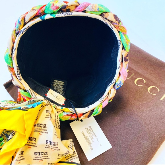 Gucci Invite And Floral Print Silk Turban NWT - Picture 14 of 16